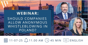 WEBINAR: Should companies allow anonymous whistleblowing in Poland? - Woźniak Legal